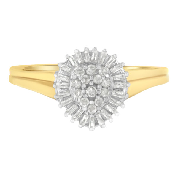 10K Yellow Gold Diamond Cluster Ring (1/4 Cttw, I-J Color, I2-I3 Clarity) - Size 6