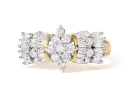 10K Yellow Gold 1.00 Cttw Diamond Starburst Ring Band (H-I Color, I1-I2 Clarity) - Ring Size 7