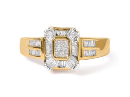 10K Yellow Gold 1/2 Cttw Diamond Composite and Halo Ring (H-I Color, SI1-SI2 Clarity) - Ring Size 7