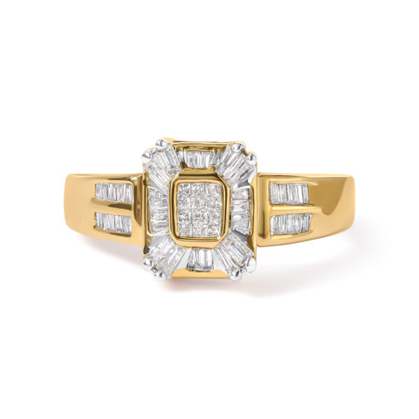 10K Yellow Gold 1/2 Cttw Diamond Composite and Halo Ring (H-I Color, SI1-SI2 Clarity) - Ring Size 7