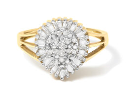 10K Yellow Gold Diamond Cluster Ring (1/4 Cttw, I-J Color, I3 Clarity) - Size 7-1/2