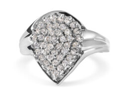 10K White Gold 1/2 Cttw Diamond Pear Shaped Cluster Ring (H-I Color, I1-I2 Clarity) - Ring Size 7