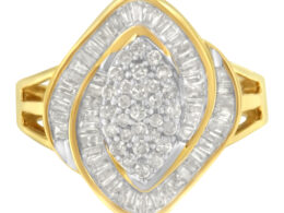 10K Yellow Gold Diamond Cluster Ring (3/4 Cttw, J-K Color, I2-I3 Clarity) - Size 6