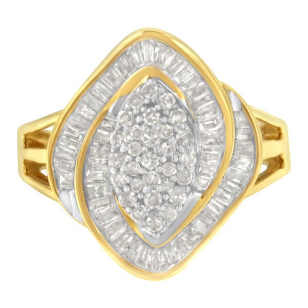 10K Yellow Gold Diamond Cluster Ring (3/4 Cttw, J-K Color, I2-I3 Clarity) - Size 7