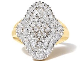 10KT Yellow Gold 1 cttw Diamond Cluster Ring (I-J, I1-I2) - Size 6