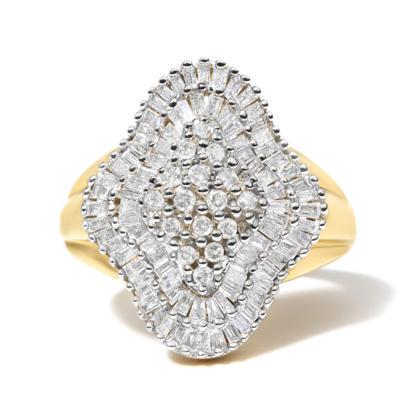 10KT Yellow Gold 1 cttw Diamond Cluster Ring (I-J, I1-I2) - Size 7.5