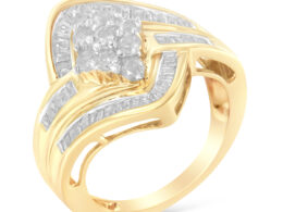 10K Yellow Gold Diamond Bypass Cluster Ring (1 Cttw, I-J Color, I2-I3 Clarity) - Size 6