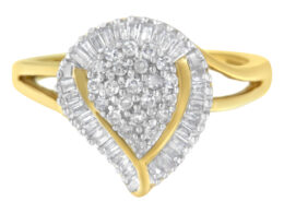10K Yellow Gold Diamond Cluster Ring (1/2 Cttw, I-J Color, I1-I2 Clarity) - Size 6