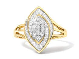 10K Yellow Gold Diamond Oval Cluster Ring (1/2 Cttw, I-J Color, I2-I3 Clarity) - Size 6