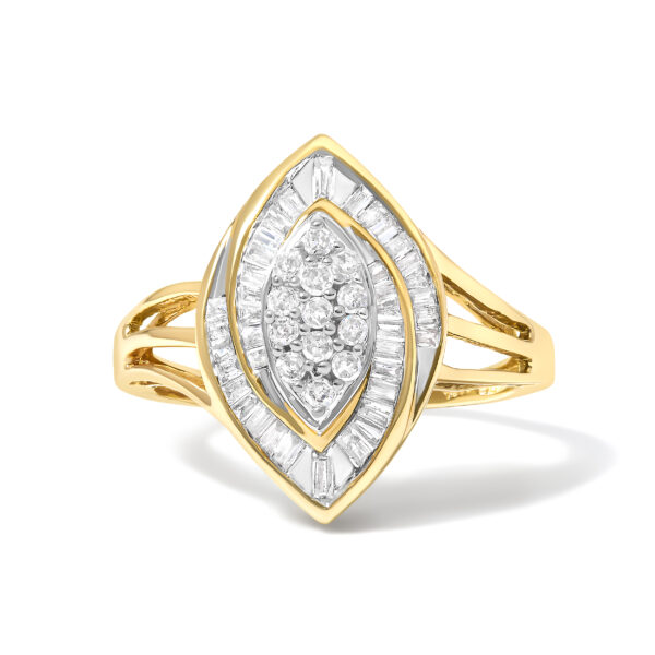 10K Yellow Gold Diamond Oval Cluster Ring (1/2 Cttw, I-J Color, I2-I3 Clarity) - Size 6