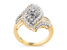 10K Yellow Gold 1.0 Cttw Diamond Cluster and Halo Ring (H-I Color, SI2-I1 Clarity) - Ring Size 7