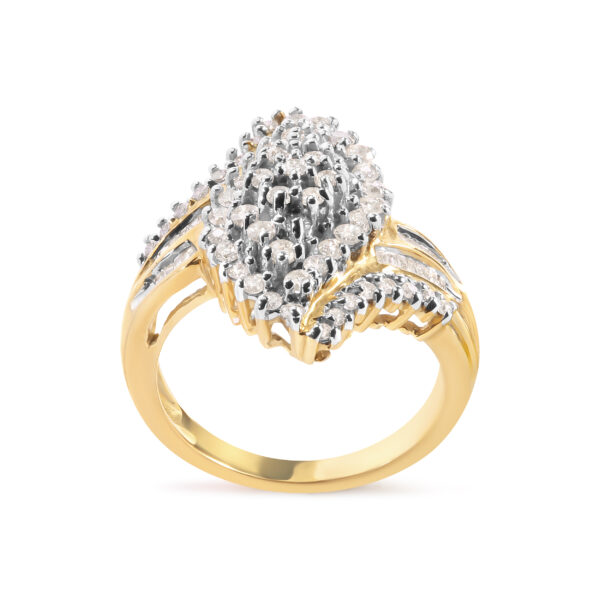 10K Yellow Gold 1.0 Cttw Diamond Cluster and Halo Ring (H-I Color, SI2-I1 Clarity) - Ring Size 7