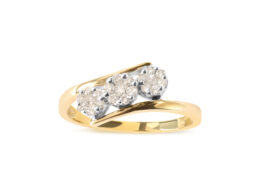 10K Yellow Gold 1/4 Cttw Diamond Cluster 3 Stone Style Bypass Ring (I-J Color, I1-I2 Clarity) - Ring Size 7