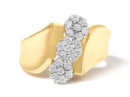 10K Yellow Gold 1/2 Cttw Diamond 3-Stone Cluster Ring (H-I Color, I3 Clarity) - Size 8
