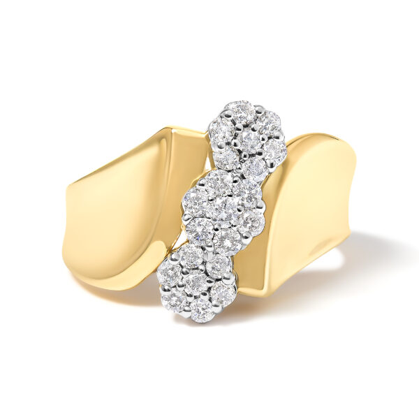 10K Yellow Gold 1/2 Cttw Diamond 3-Stone Cluster Ring (H-I Color, I3 Clarity) - Size 8