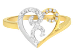 10K Two-Toned Gold Diamond Heart Shape Cluster Ring (1/6 Cttw, H-I Color, I1-I2 Clarity) - Size 6