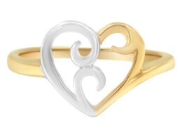 10K Two-Tone Gold Heart Ring - Size 6