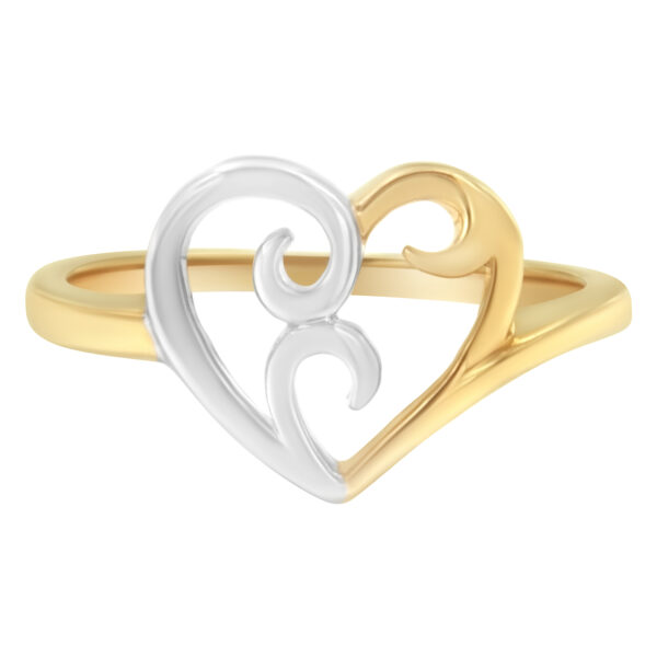 10K Two-Tone Gold Heart Ring - Size 7-1/4