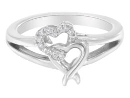 .925 Sterling Silver Diamond Heart Accent Ring (1/20 Cttw, H-I Color, I1-I2 Clarity) - Size 6