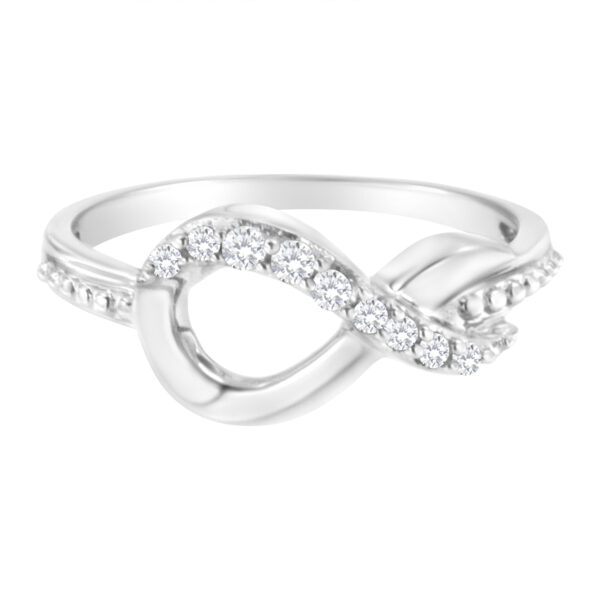 .925 Sterling Silver 1/6 ct. cttw Diamond Infinity Bypass Ring (H-I Clarity, I2-I3 Color) - Size 8