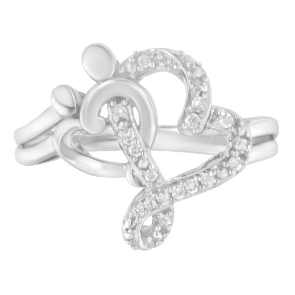 .925 Sterling Silver Diamond Heart and Music Note Ring (1/10 Cttw, H-I Color, I3 Clarity) - Size 8