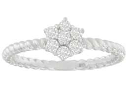 10K White Gold Diamond Cluster Ring (1/4 Cttw, H-I Color, SI1-SI2 Clarity) - Size 6