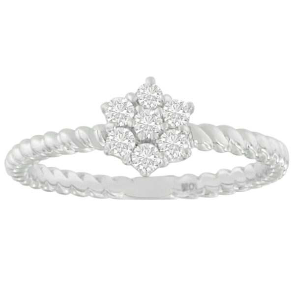 10K White Gold Diamond Cluster Ring (1/4 Cttw, H-I Color, SI1-SI2 Clarity) - Size 7-1/2