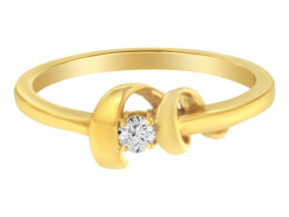 10K Yellow Gold 1/10 Cttw Brilliant Round-cut Diamond Swirling Solitaire Promise Ring (H-I Color, SI2-I1 Clarity) - Size 5