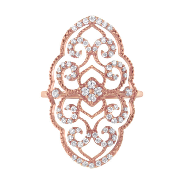 10KT Rose Gold Diamond Cocktail Ring (1/2 cttw, H-I Color, I1-I2 Clarity)