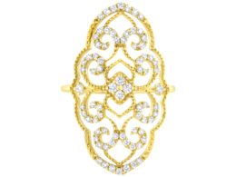 10K Yellow Gold 1/2 Cttw Round-Cut Diamond Art Deco Cocktail Ring (H-I Color, I1-I2 Clarity) - Size 7