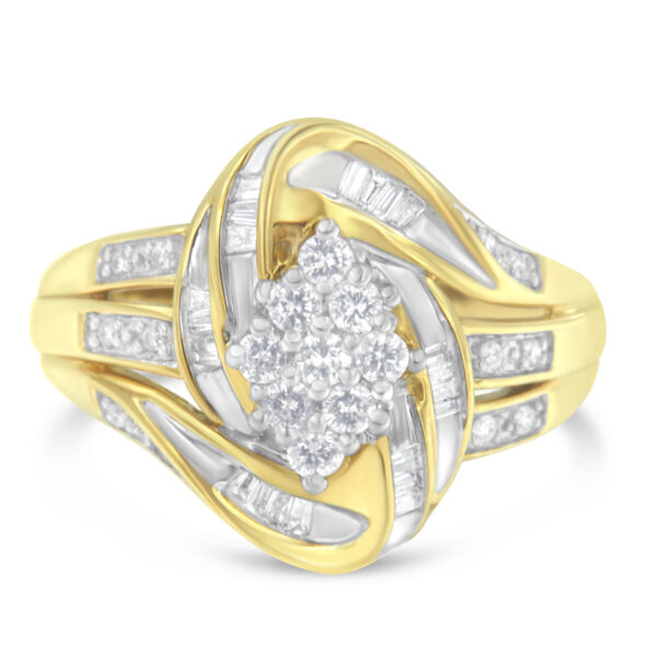 10KT Yellow Gold Diamond Cocktail Ring (1/2 cttw, H-I Color, SI2-I1 Clarity)-Size 7