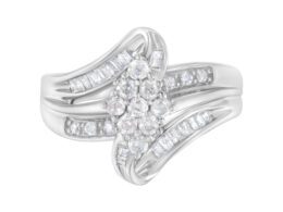 10K White Gold 1/2 cttw Diamond Cluster Ring (H-I Clarity, I2-I3 Color) - Size 6