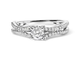 14K White Gold 5/8 Cttw Diamond Split Shank Engagement Ring  (G-H Color, VS2-SI1 Clarity) - Size 7