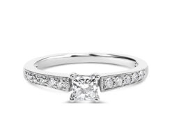 14K White Gold Diamond 1/2 Cttw Princess Cut Diamond Engagement Ring (G-H Color, VS2-SI1 Clarity) - Size 7