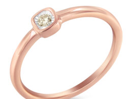 14K Rose Gold Plated .925 Sterling Silver 1/20 Carat Diamond Square Cushion-Shaped Miracle Set Petite Fashion Promise Ring (J-K Color, I1-I2 Clarity) - Size 6