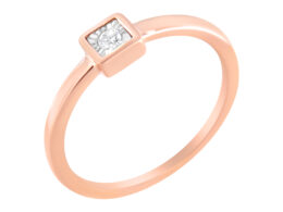 14K Rose Gold Plated .925 Sterling Silver 1/20 cttw Miracle Set Diamond Promise Ring (J-K Color, I1-I2 Clarity) - Size 6