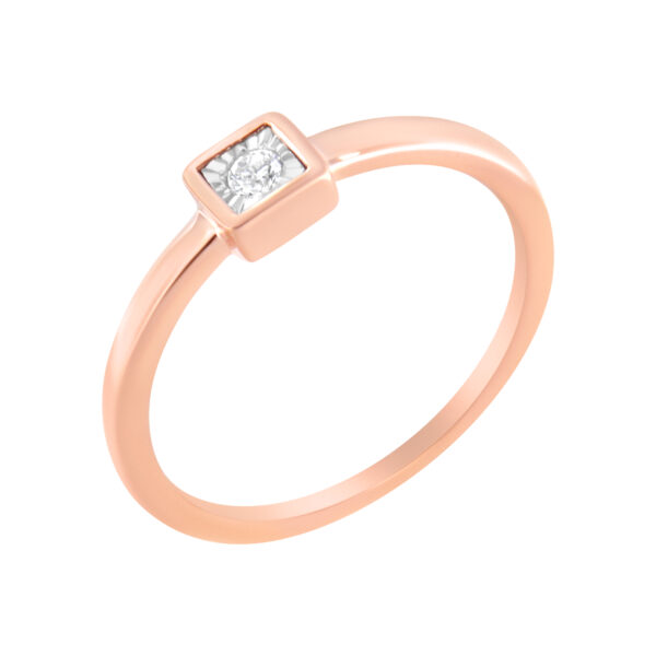 14K Rose Gold Plated .925 Sterling Silver 1/20 cttw Miracle Set Diamond Promise Ring (J-K Color, I1-I2 Clarity) - Size 6