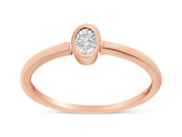14K Rose Gold Plated .925 Sterling Silver 1/20 Cttw Miracle Set Diamond Ring (J-K Color, I1-I2 Clarity) - Size 6