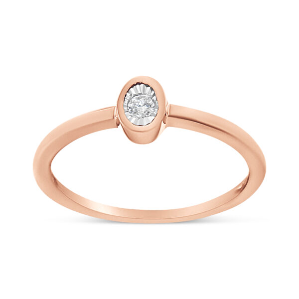 14K Rose Gold Plated .925 Sterling Silver 1/20 Cttw Miracle Set Diamond Ring (J-K Color, I1-I2 Clarity) - Size 8