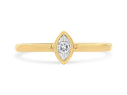 14K Yellow Gold Plated Sterling Silver 1/20 Cttw Miracle Set Diamond Ring (J-K Color, I1-I2 Clarity) - Size 6