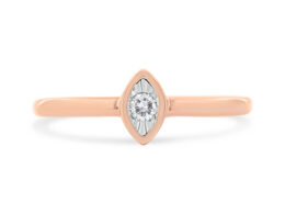 14K Rose Gold Plated .925 Sterling Silver Miracle Set Diamond Accent Pear Shape Promise Ring (J-K Color, I1-I2 Clarity) - Size 8