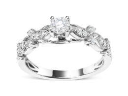 14K White Gold 1/2 Cttw Diamond Vintage Style Engagement Ring (G-H Color, VS2-SI1 Clarity) - Size 7