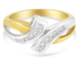10K Two Toned Channel-Set Diamond Bypass Ring (1/4 cttw, I-J Color, I2 Clarity)