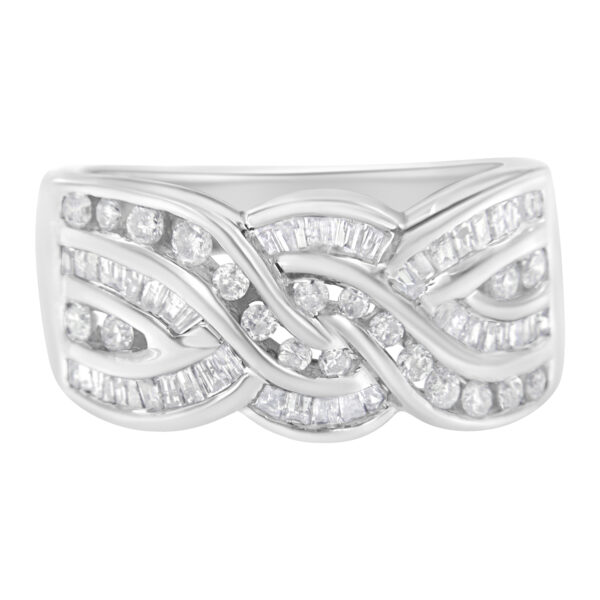 10K White Gold Diamond Bypass Ring (1 Cttw, H-I Color, I1-I2 Clarity) - Size 7