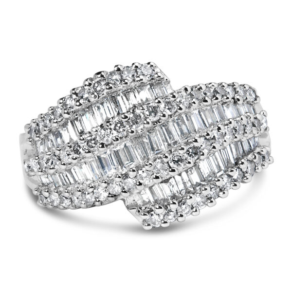 14K White Gold Diamond Cocktail Ring Band (1 3/4 Cttw, H-I Color, SI2-I1 Clarity) - Size 7