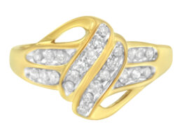 10K Yellow Gold Plated .925 Sterling Silver 1.0 Cttw Diamond Flower Cluster Open Halo Floral Ring (J-K Color, I2-I3 Clarity) - Size 6