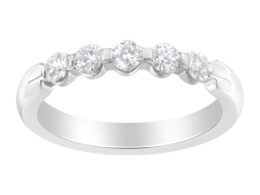 14K White Gold 1/2 cttw Diamond 5-Stone Band Ring (H-I Clarity, SI2-I1 Color) - Size 7