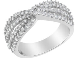 10K White Gold Diamond Bypass Ring (1 Cttw, G-H Color, SI2-I1 Clarity) - Size 6