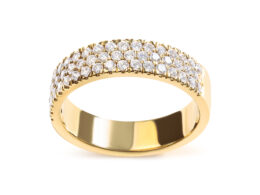 14K Yellow Gold Pave Set 3/4 cttw Multi Row Diamond Band Ring  (H-I Color, SI2-I1 Clarity) - Size 7