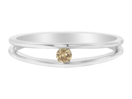 10K White Gold Treated Champagne Diamond Promise Ring (1/10 cttw, Champagne Color, I2-I3 Clarity)